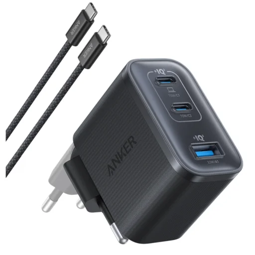 Nabíjačka do siete Anker Nano, 70W, 3,5A, 1 x USB-A – 2 x USB-C, s USB-C káblom, sivá B121A311 - 1