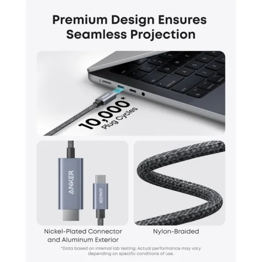 USB-C na HDMI video kábel Anker Nano, 1,8m, sivý A87E0H12 - 6