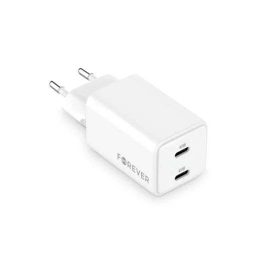 Forever TC-08-45CC GaN PD sieťová nabíjačka 2x USB-C 45W biela - 1
