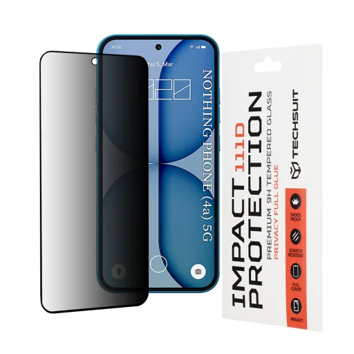 Techsuit - 111D Privacy Full Glue - Nothing Phone 4a - Fekete üvegfólia üvegfólia - 1