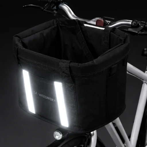 Wozinsky textilný košík na bicykel veľký - čierny - 5