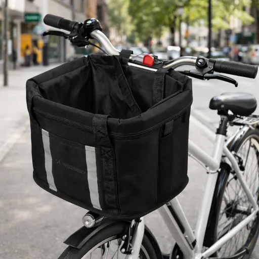 Wozinsky textilný košík na bicykel veľký - čierny - 7