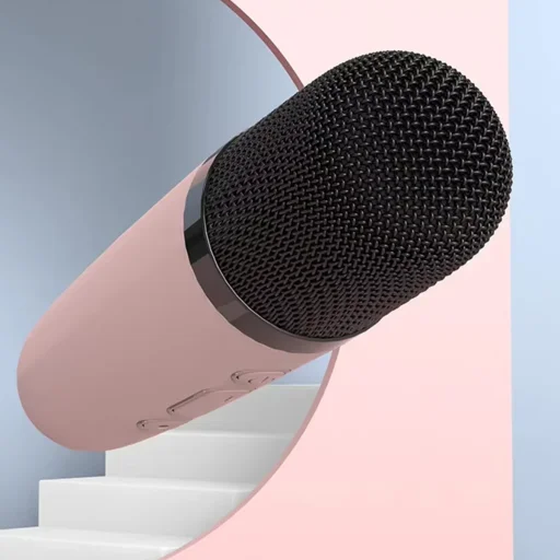 Blavec prenosný Bluetooth reproduktor WS-07 Karaoke párty - 5W s 2 mikrofónmi (WS07-2MP) ružový - 3