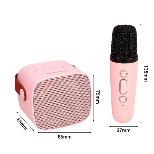 Blavec prenosný Bluetooth reproduktor WS-07 Karaoke párty - 5W s 2 mikrofónmi (WS07-2MP) ružový - 7