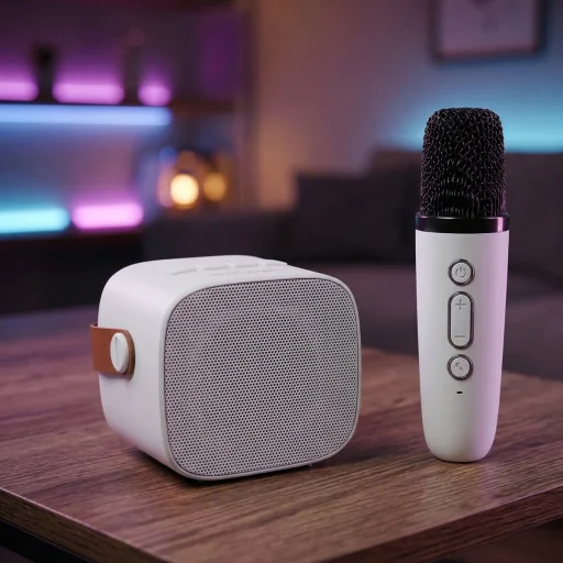 Blavec Prenosný Bluetooth Reproduktor WS-07 Karaoke Party - 5W s dvoma mikrofónmi (WS07-2MW) biely - 5