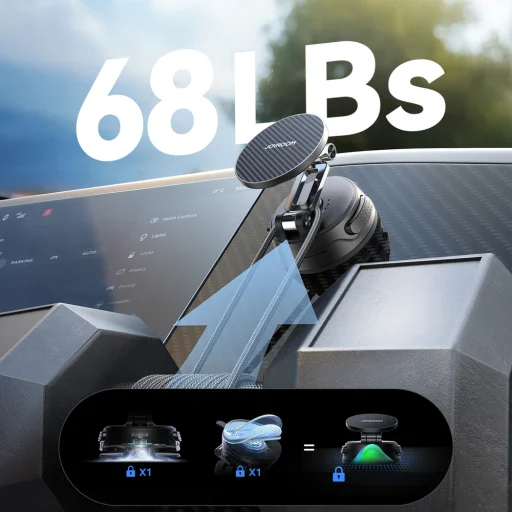 Joyroom JR-ZS510 Magnetický držiak na telefón do auta s gélovou prísavkou - Gunmetal čierna - 9