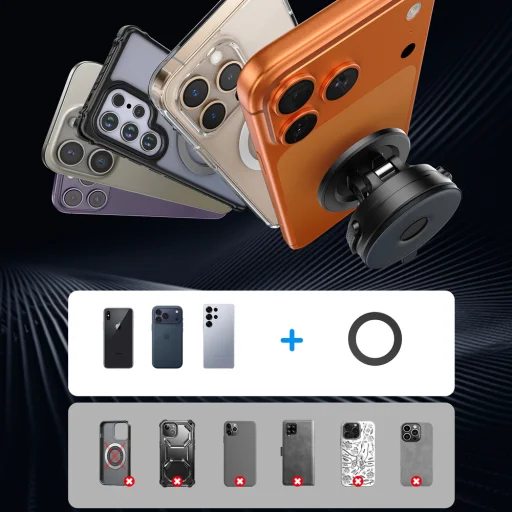 Joyroom JR-ZS510 Magnetický držiak na telefón do auta s gélovou prísavkou - Gunmetal čierna - 11