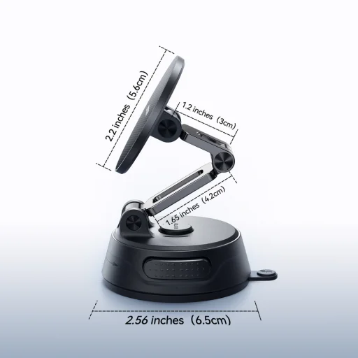 Joyroom JR-ZS510 Magnetický držiak na telefón do auta s gélovou prísavkou - Gunmetal čierna - 13