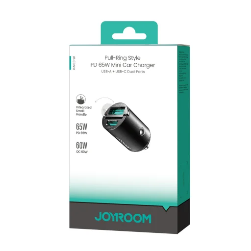 Joyroom JR-CCN18 65 W A+C mini nabíjačka do auta s vyťahovacím krúžkom čierna - 7