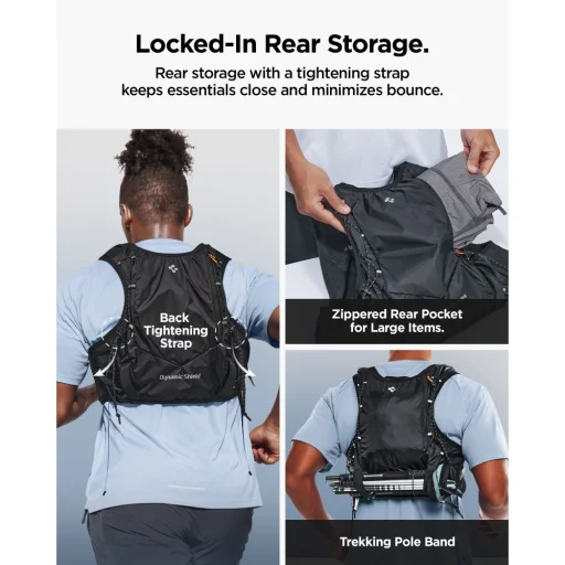 Spigen A721 Dynamic Shield bežecká vesta Active čierna (L-XL) + Soft Flask - 9