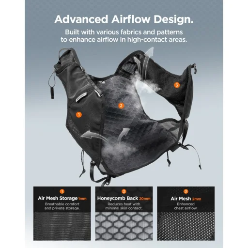 Spigen A721 Dynamic Shield bežecká vesta Active čierna (L-XL) + Soft Flask - 10