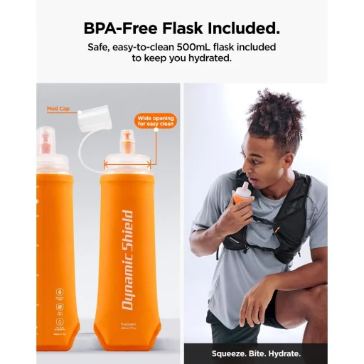 Spigen A721 Dynamic Shield bežecká vesta Active čierna (L-XL) + Soft Flask - 11