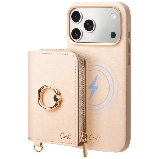 UNIQ Coehl Mirelle magnetický set peňaženky + pútko na ruku, ružový - 3