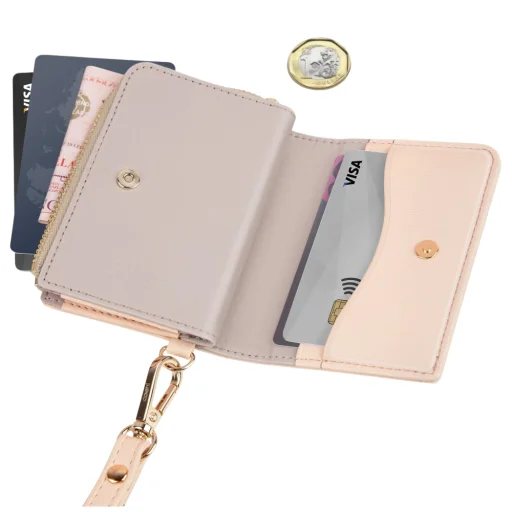 UNIQ Coehl Mirelle magnetický set peňaženky + pútko na ruku, ružový - 4