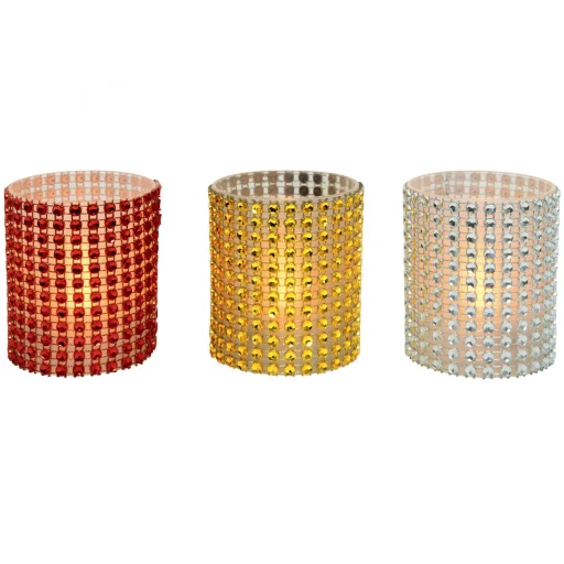 Home CD 6/12 LED sviečka s perlovou dekoráciou, 1 ks žltá mihotavá LED, 5,5x6 cm - 1
