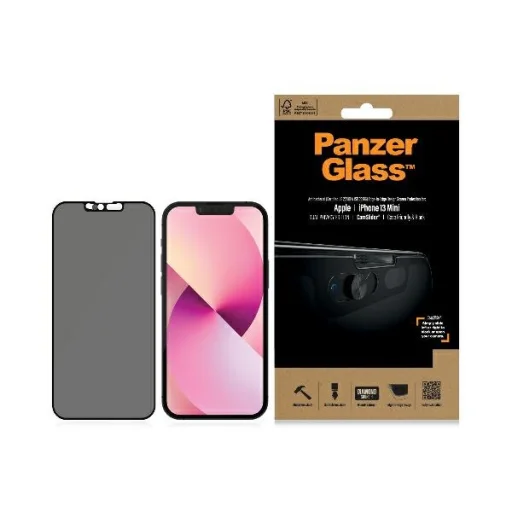 iPhone 13 mini 5,4" PanzerGlass E2E Microfracture case friendly CamSlider privátne antibakteriálne čierne ochranné sklo P2747 - 1