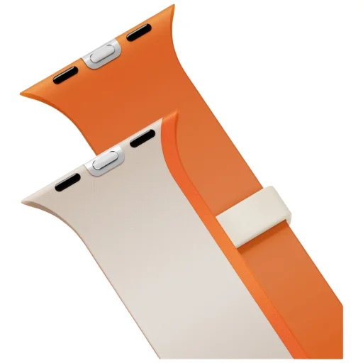 Remienok pre Apple Watch 42/44/45/46/49 mm UNIQ Revix IV Premium obojstranný magnetický sivo-oranžový - 3