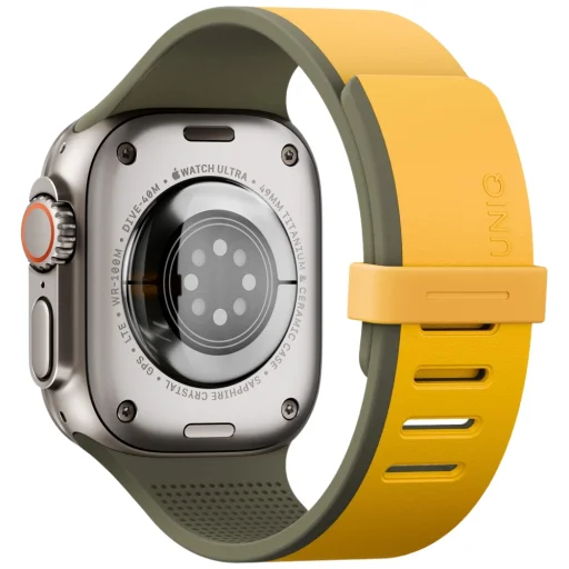 Apple Watch 42/44/45/46/49mm UNIQ Revix IV Premium obojstranný magnetický remienok žlto-zelený - 2