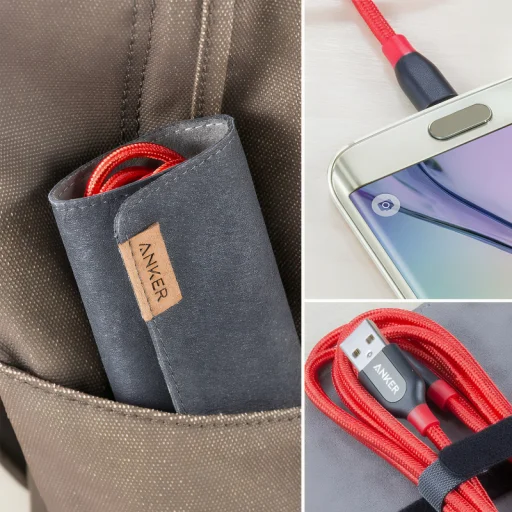 USB-A - microUSB kábel Anker PowerLine+, 18W, 2.4A, 0.91m, Piros A8142G91 - 5