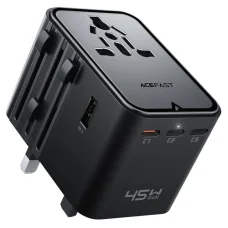 Acefast Z8 Travel sieťová nabíjačka, 45W, 3A, 2 x USB-A - 3 x USB-C, čierna
