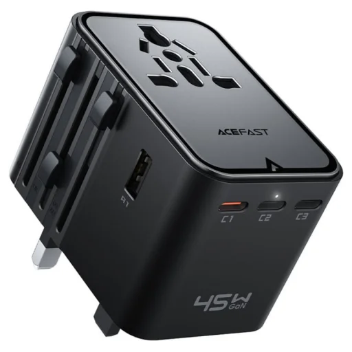Acefast Z8 Travel sieťová nabíjačka, 45W, 3A, 2 x USB-A - 3 x USB-C, čierna - 1