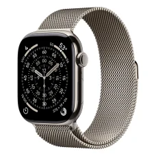 Apple Watch S11 Cellular 46mm puzdro z prírodného titánu s prírodným milánskym ťahom – M/L