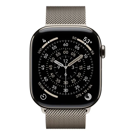 Apple Watch S11 Cellular 46mm puzdro z prírodného titánu s prírodným milánskym ťahom – M/L - 3