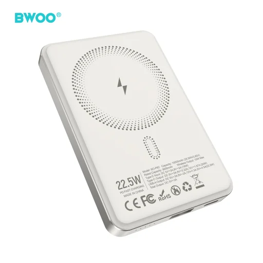 BWOO P82 BO 10000 mAh 15 W bezdrôtová powerbanka svetlosivá - 2