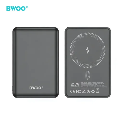 BWOO P82 BO 10000 mAh 15 W bezdrôtová powerbanka tmavosivá - 3