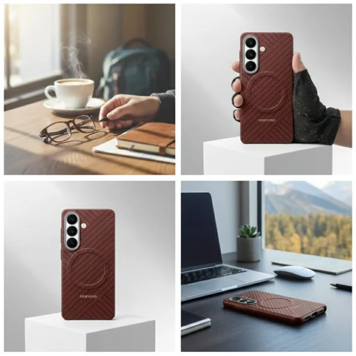 Samsung Galaxy S26 Carbon magnetické červené puzdro - 4