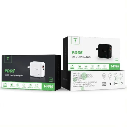 T-Phox Mega T-PP09 GaN PD 65W USB/USB-C sieťový nabíjací adaptér čierny - 3