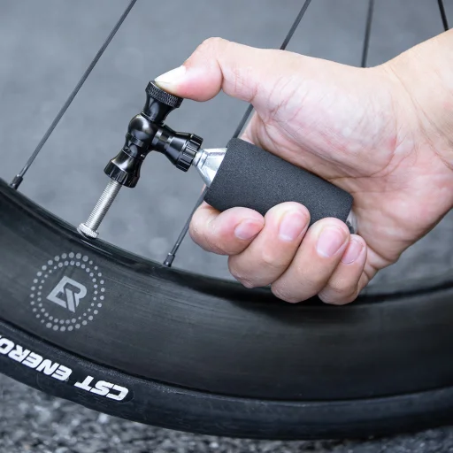 Rockbros CO₂ pumpa, hlava ventilu z hliníkovej zliatiny, bez bombičky, Presta/Schrader kompatibilná - čierna - 5