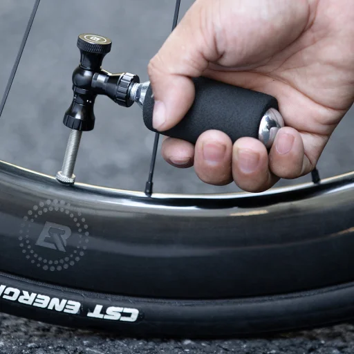 Rockbros CO₂ pumpa, hlava ventilu z hliníkovej zliatiny, bez bombičky, Presta/Schrader kompatibilná - čierna - 7