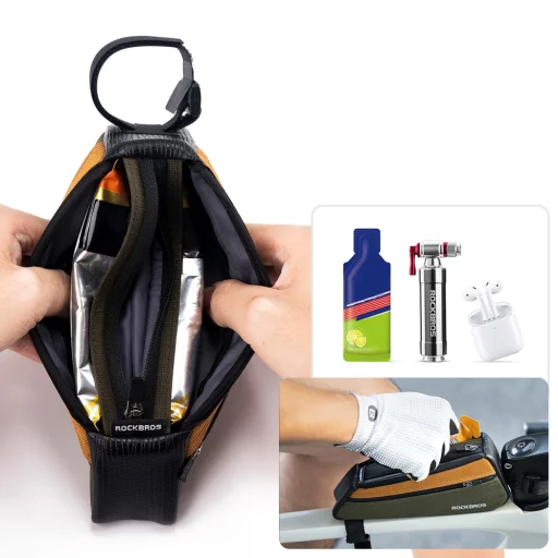 Rockbros 088 Taška na horný rám bicykla 0,25 l - zelená a oranžová - 2