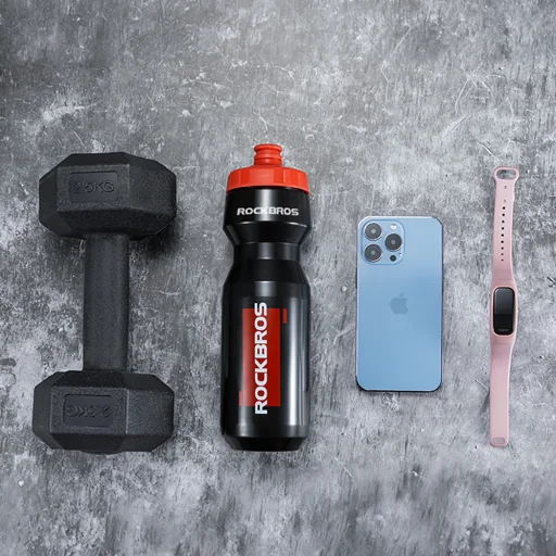 Rockbros 750 ml cyklistická fľaša - priehľadná čierna s červeným náustkom - 5