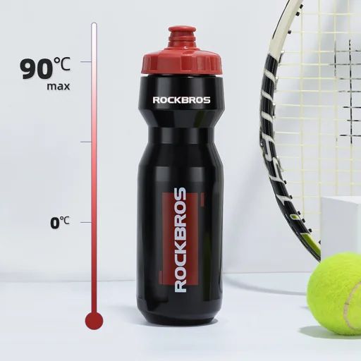 Rockbros 750 ml cyklistická fľaša - priehľadná čierna s červeným náustkom - 8