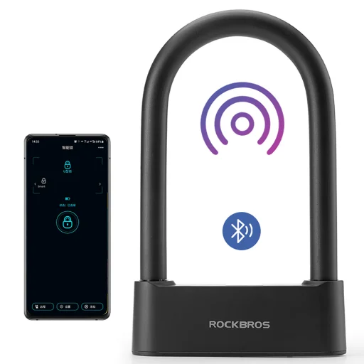 Rockbros 32210818001 SMART zámok na bicykel s čítačkou odtlačkov prstov a Bluetooth pripojením - čierny - 2