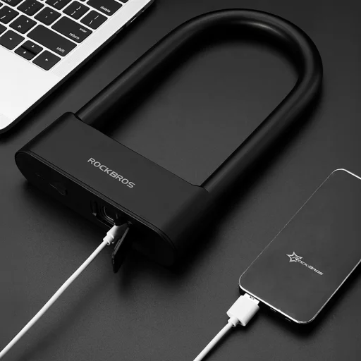 Rockbros 32210818001 SMART zámok na bicykel s čítačkou odtlačkov prstov a Bluetooth pripojením - čierny - 6