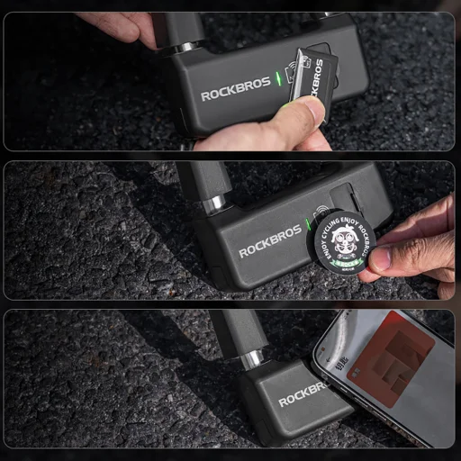 Rockbros RBNS1 SMART zámok na bicykel s NFC čítačkou - čierny - 12