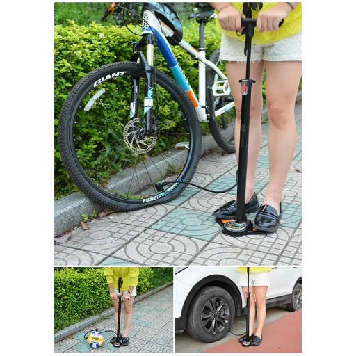 Rockbros GP6532B padló pumpa nyomásmérővel - Fekete és Narancs - 10