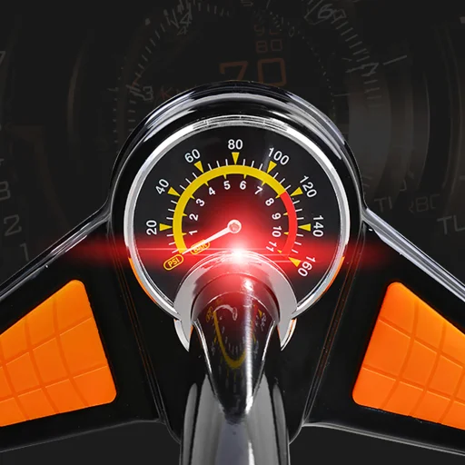 Rockbros GP6532B podlahová pumpa s manometrom - čierna a oranžová - 5