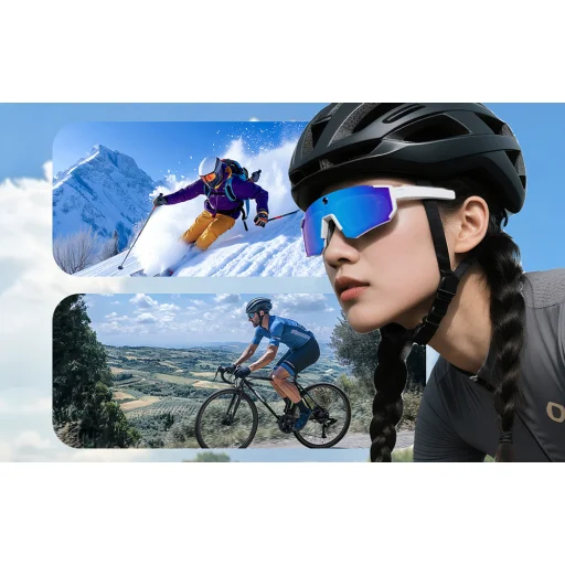 Colmi V06 AI biele športové slnečné okuliare (s modrými šošovkami) - 7