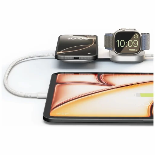 Zens Pro 3 2 v 1 bezdrôtová nabíjačka s nabíjaním pre Apple Watch Qi2 15W USB-C/USB-C biela - 2
