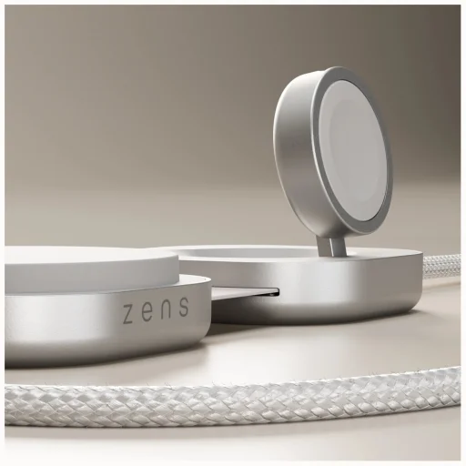 Zens Pro 3 2 v 1 bezdrôtová nabíjačka s nabíjaním pre Apple Watch Qi2 15W USB-C/USB-C biela - 5