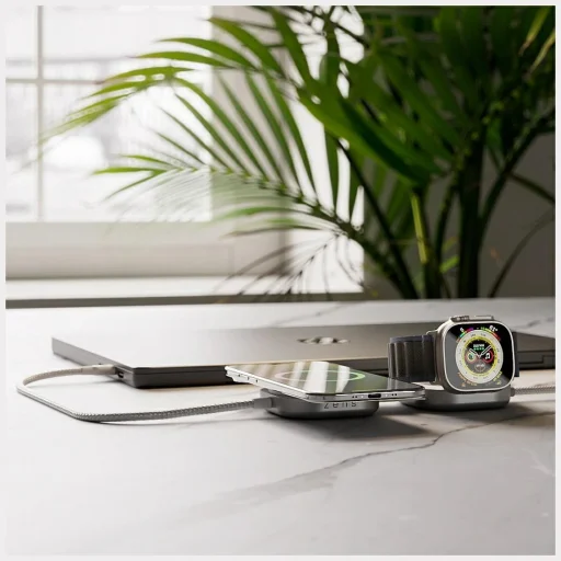 Zens Pro 3 2 v 1 bezdrôtová nabíjačka s nabíjaním pre Apple Watch Qi2 15W USB-C/USB-C biela - 6