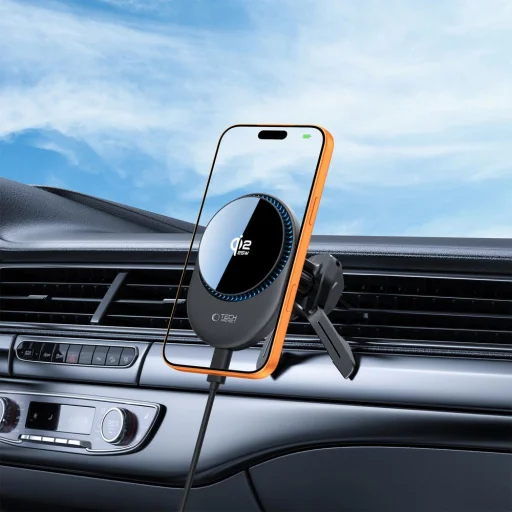 Tech-Protect V21 magnetický MagSafe držiak do auta na palubnú dosku a do mriežky ventilácie s bezdrôtovou nabíjačkou 25W Qi2.2 čierny - 10