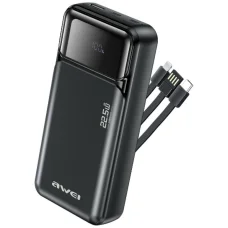 Awei PA-93 20000mAh 22,5W PD powerbanka 2x USB-C + kábel čierna