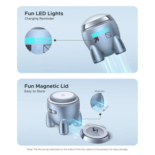 UGREEN W713 bezdrôtová nabíjacia stanica 2 v 1, 25W, modrá - 3