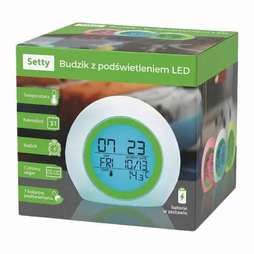 Zelený budík Setty s LED podsvietením - 1