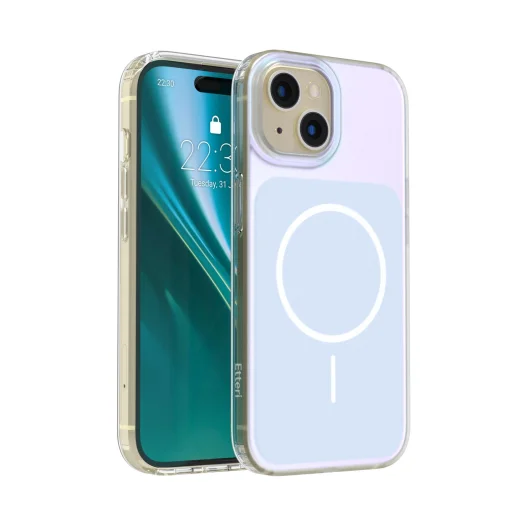 Svetlomodré puzdro Etteri Hidden Pearl pre iPhone 15 - 1